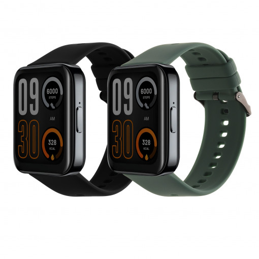 Set 2 curele kwmobile pentru Realme Watch 3, Silicon, Negru/Verde, 60129.01