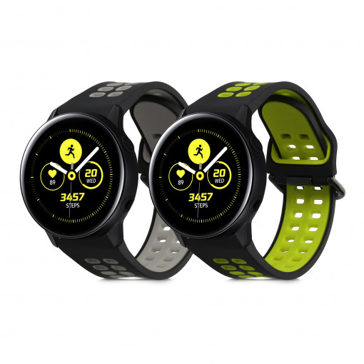 Set 2 curele kwmobile pentru Samsung Galaxy watch 5/Galaxy watch 5 Pro, Silicon, Gri/Verde, 59477.04