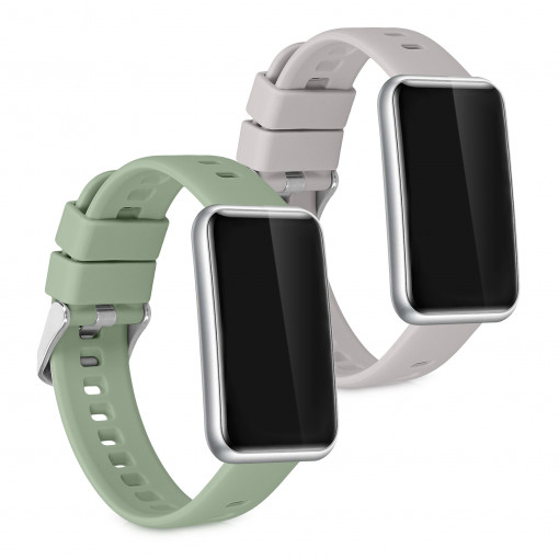 Set 2 Curele pentru Huawei Watch Fit mini, kwmobile, Silicon, Verde / Gri, 57107.02