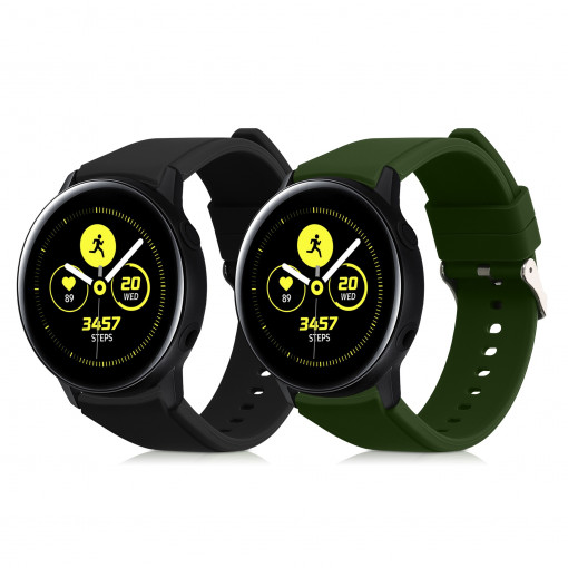 Set 2 curele pentru Samsung Galaxy Watch 5/Galaxy Watch 5 Pro, Kwmobile, Negru/Verde, Silicon, 59476.02