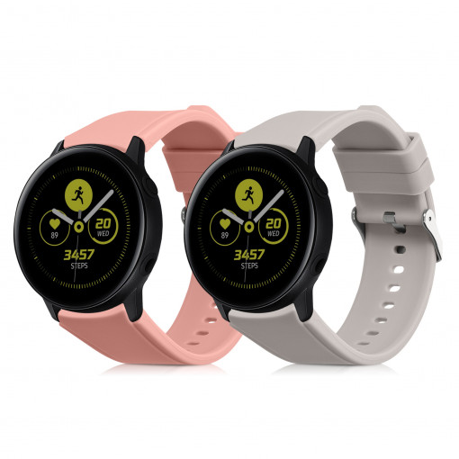 Set 2 curele pentru Samsung Galaxy Watch 5/Galaxy Watch 5 Pro, Kwmobile, Roz/Gri, Silicon, 59476.04