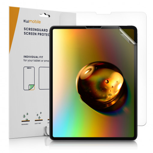 Set 2 Folii de protectie pentru tableta Apple iPad Pro 12,9" (2021) , Kwmobile, Transparent, Plastic, 57768