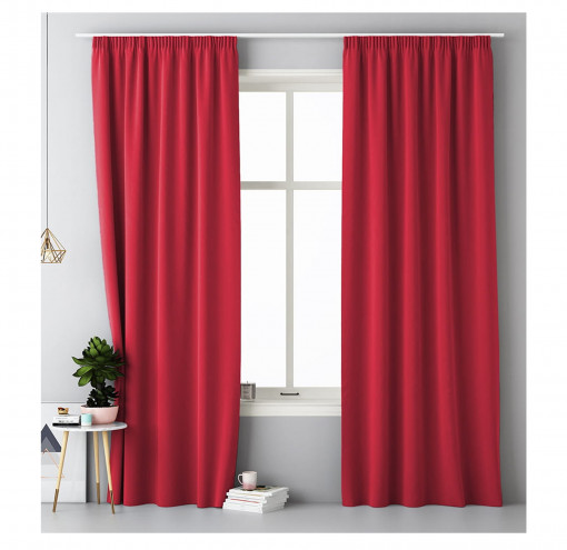 Set 2 Perdele Lola cu rejansa Jemidi, 140 x 250 cm, Rosu, Poliester, 55308.09.02