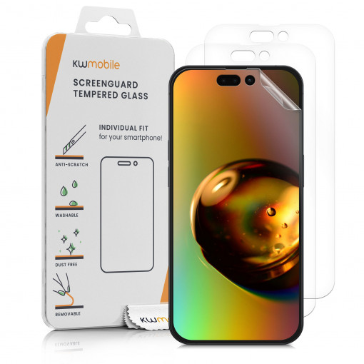 Set 3 folii de protectie Kwmobile pentru Apple iPhone 14 Pro Max, Fata, Polimer, 59226.1