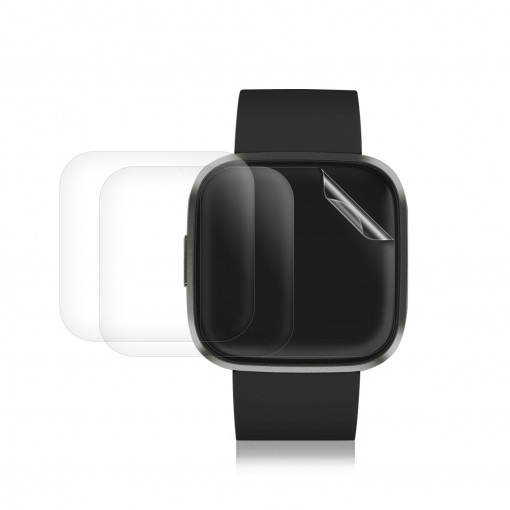 Set 3 Folii protectie pentru Fitbit Versa 2, kwmobile, Polimer, Transparent, 57116.1