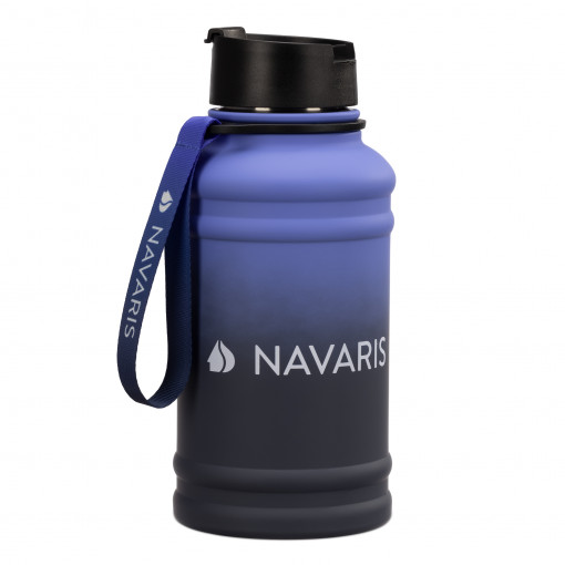 Sticla de apa din otel inoxidabil Navaris cu un singur perete, 1.3 litri, Albastru, 52873.04.02