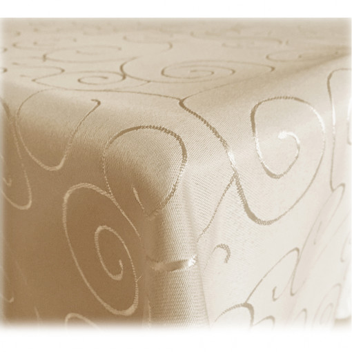Fata de masa ovala cu ornament Jemidi, 160 x 220 cm, Crem, Poliester, 55264.16.27