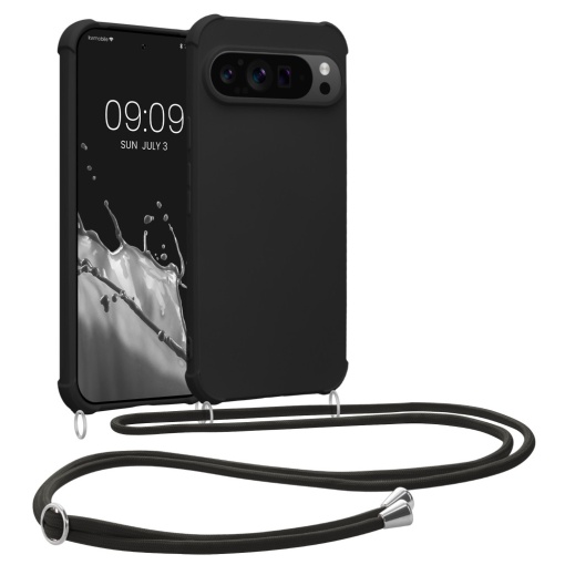 Husa Kwmobile cu jnur pentru Google Pixel 9/Pixel 9 Pro, Negru, Silicon, KWM000020PY001C