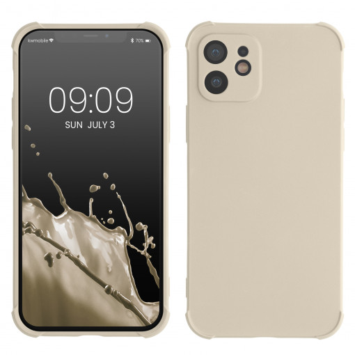 Husa kwmobile pentru Apple iPhone 12, Silicon, Crem, 60226.16