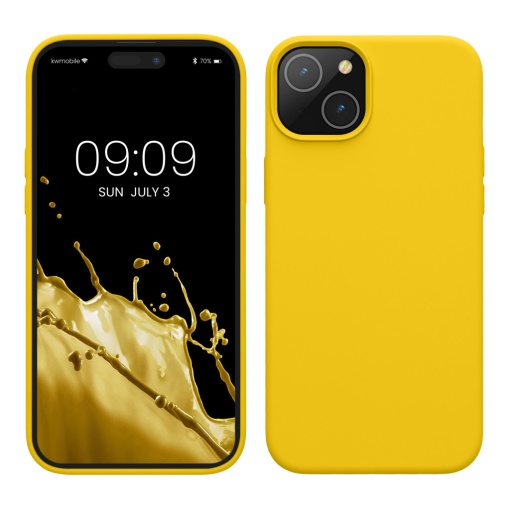 Husa Kwmobile pentru Apple iPhone 15 Plus, Galben, Silicon, KWM000020CB007C
