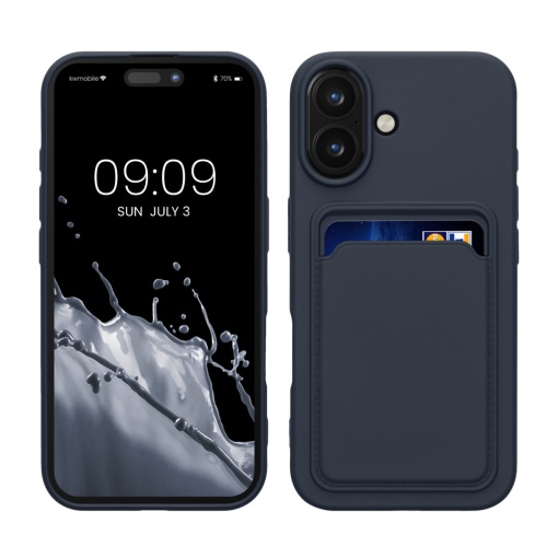 Husa Kwmobile pentru Apple iPhone 16, Albastru inchis, Silicon, KWM000022UF004C