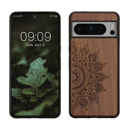 Husa Kwmobile pentru Google Pixel 8 Pro, Maro, Lemn/Silicon, 61876.01