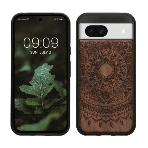 Husa Kwmobile pentru Google Pixel 8a, Maro, Lemn/Silicon, KWM000020KV003C