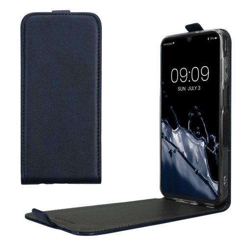 Husa Kwmobile pentru Samsung Galaxy A15 5G, Albastru inchis, Piele ecologica/Silicon, KWM000021OM002C