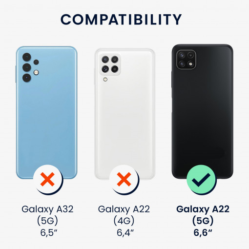 Husa kwmobile pentru Samsung Galaxy A22 5G, Plastic, Albastru/transparent, 59971.04