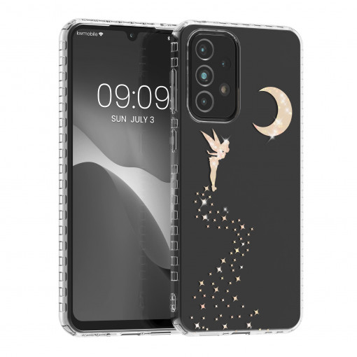 Husa Kwmobile pentru Samsung Galaxy A33 5G, Silicon, Transparent/Auriu, 58367.02