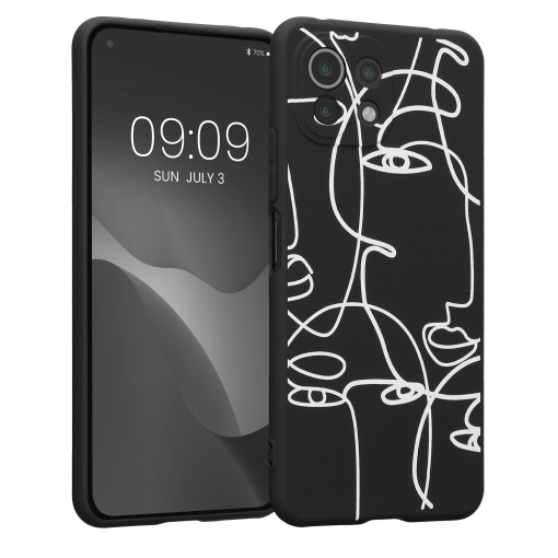 Husa kwmobile pentru Xiaomi 11 Lite 5G NE/Mi 11 Lite 5G, Silicon, Negru/Alb, 55094.09