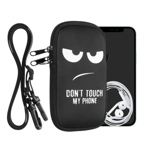Husa Universala Kwmobile marime M - 5,5 inch, Neopren, Negru/Alb, 58701.2.01