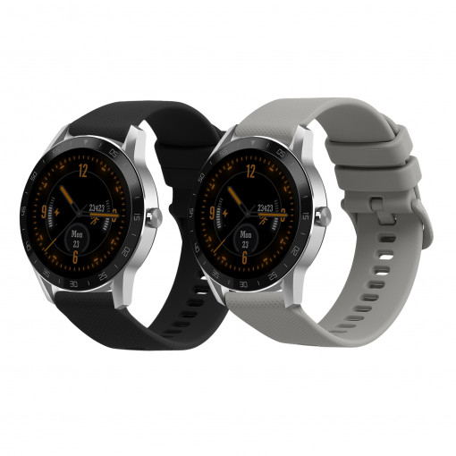 Set 2 curele kwmobile pentru Blackview X1 Smartwatch, Silicon, Negru/Gri, 58170.05