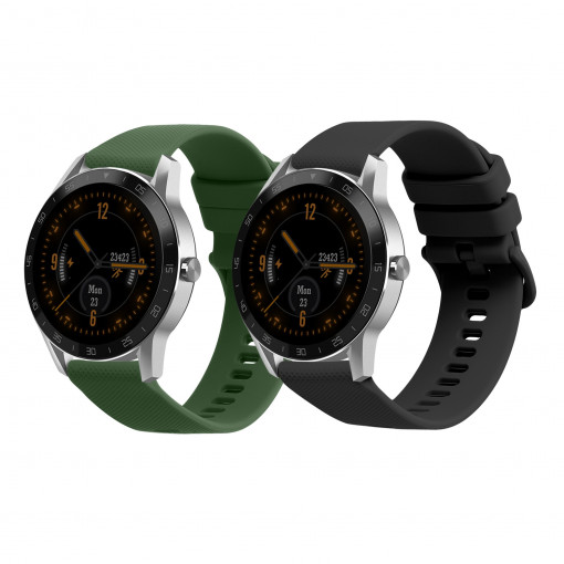 Set 2 curele kwmobile pentru Blackview X1 Smartwatch, Silicon, Negru/Verde, 58170.03