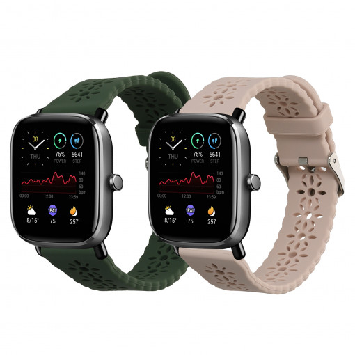 Set 2 curele pentru Huami Amazfit GTS 2 Mini, Kwmobile, Verde/Roz, Silicon, 59536.01