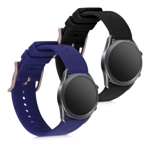 Set 2 curele pentru Samsung Galaxy Watch 3 (41mm), Silicon, Negru / Albastru, 53180.01
