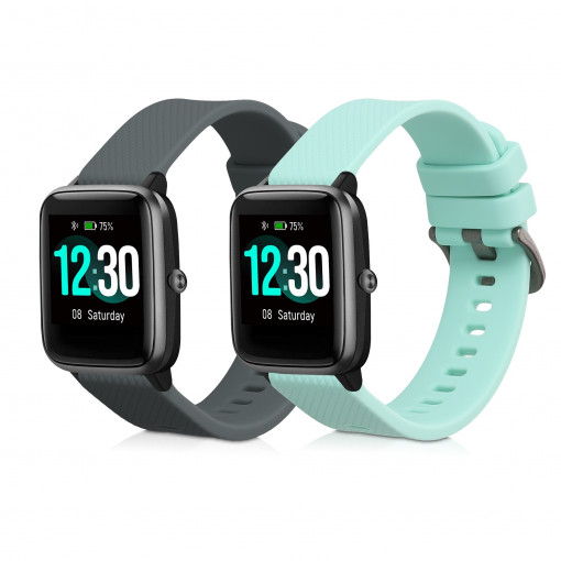 Set 2 curele pentru Willful Smartwatch/Fitnesstracker, Kwmobile, Gri/Verde, Silicon, 57791.02