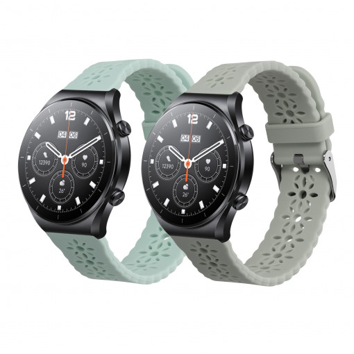 Set 2 curele pentru Xiaomi Watch S1/Watch S1 Active/Mi Watch Sport, Kwmobile, Gri/Verde, Silicon, 59539.01