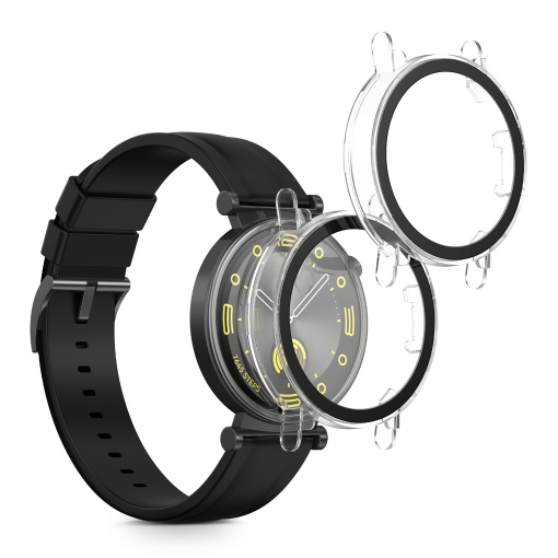 Set 2 Huse Kwmobile cu sticla securizata pentru Huawei Watch GT 4 (41mm), Transparent, Plastic, KWM0000254P001C