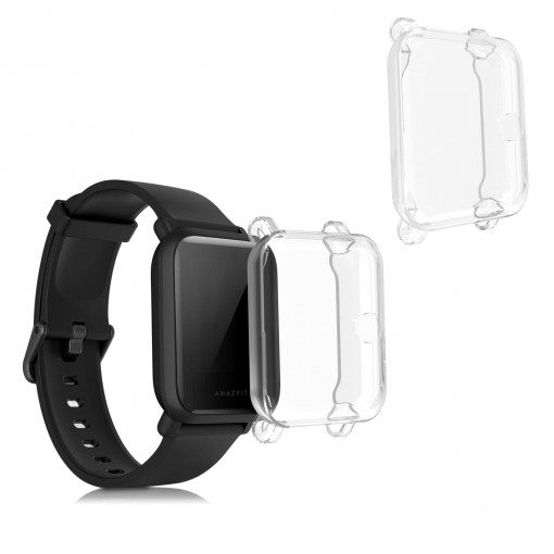 Set 2 huse pentru Xiaomi Amazfit Bip / Amazfit Bip Lite, Silicon, Transparent, 54037.02