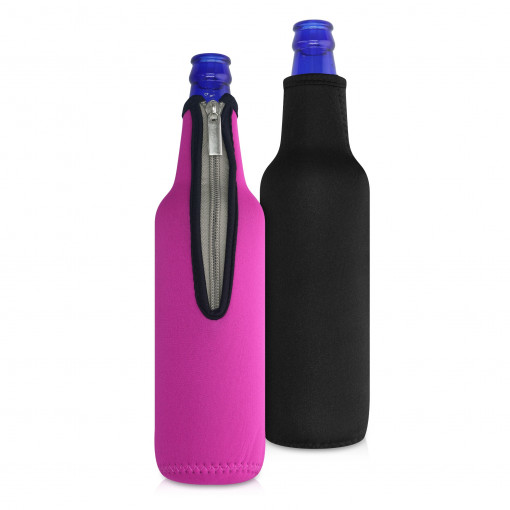 Set 2 Huse termice pentru sticle, 330-500ml, Neopren, Roz / Negru, 50014.06