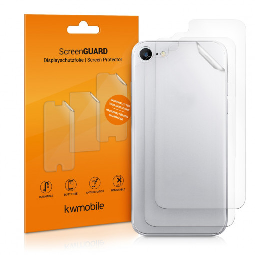 Set 3 Folii de protectie pentru Apple iPhone 8 / iPhone 7 Plus / iPhone SE 2, kwmobile, Spate, Transparenta, 43325.5