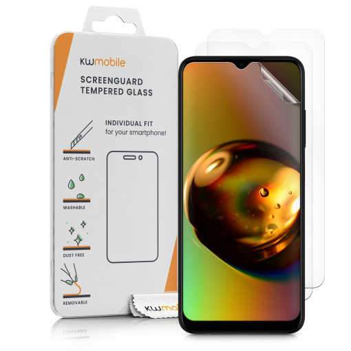 Set 3 Folii de protectie pentru Samsung Galaxy A03s, kwmobile, Fata, Transparenta, 56922.1