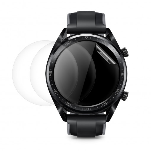 Set 3 Folii protectie pentru Huawei Watch GT 3 (46mm), kwmobile, Polimer, Transparent, 56986.1