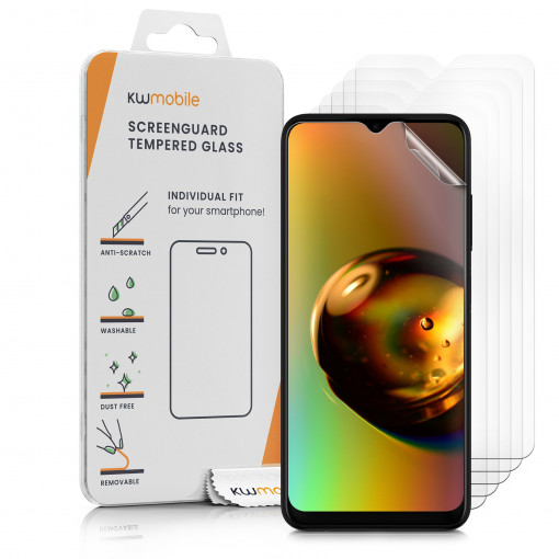 Set 6 folii de protectie Kwmobile pentru Samsung Galaxy A03s, Fata, Polimer, 57606.1