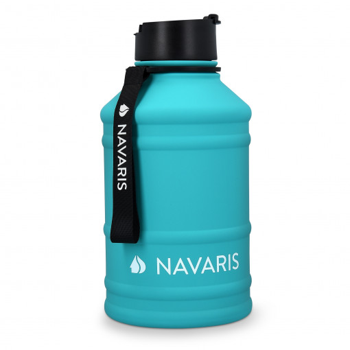 Sticla de apa din otel inoxidabil Navaris cu un singur perete, 2.2 litri, Albastru, 51084.37