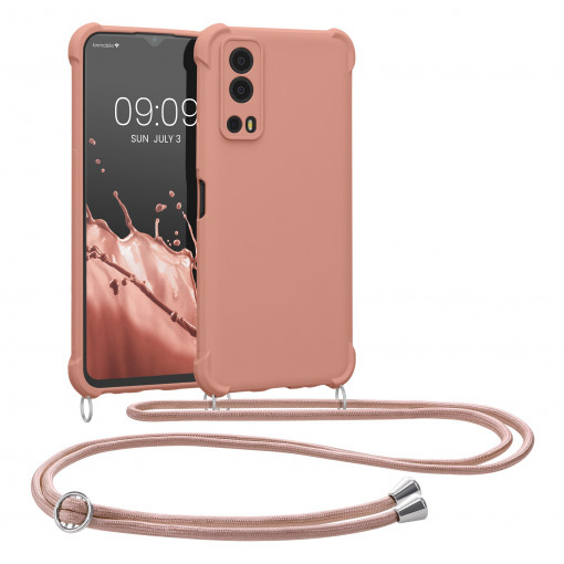 Bumper kwmobile pentru Vivo Y72 5G/Y52 5G, Silicon, Roz, 59899.154