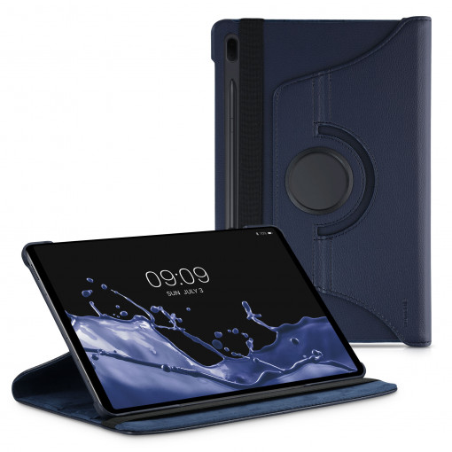 Husa 360° pentru tableta Samsung Galaxy Tab S7 FE, Kwmobile, Albastru, Piele ecologica, 55441.17