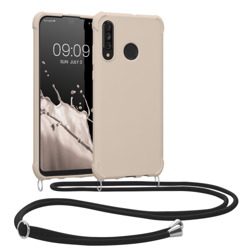 Husa Kwmobile cu jnur pentru Huawei P30 Lite, Crem, Silicon, 52079.16