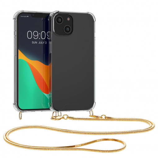 Husa Kwmobile pentru Apple iPhone 14, Silicon, Transparent/Auriu, 59101.21
