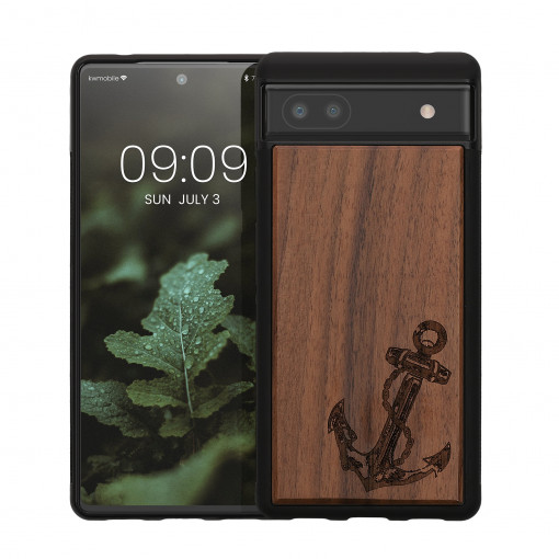 Husa kwmobile pentru Google Pixel 6a, Lemn, Maro/Negru, 59884.04