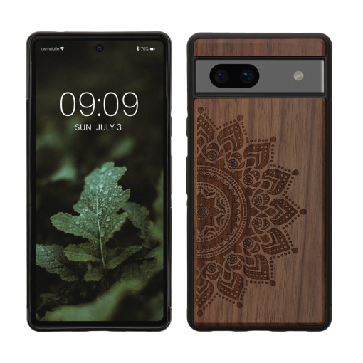 Husa Kwmobile pentru Google Pixel 7a, Maro, Lemn/Silicon, 61603.01