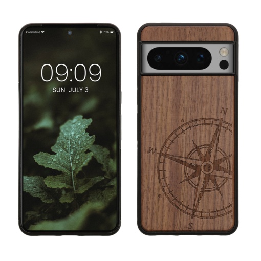 Husa Kwmobile pentru Google Pixel 8 Pro, Maro, Lemn/Silicon, 61876.02