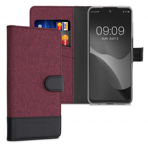 Husa Kwmobile pentru Motorola Moto G22, Textil, Rosu/Negru, 58211.20