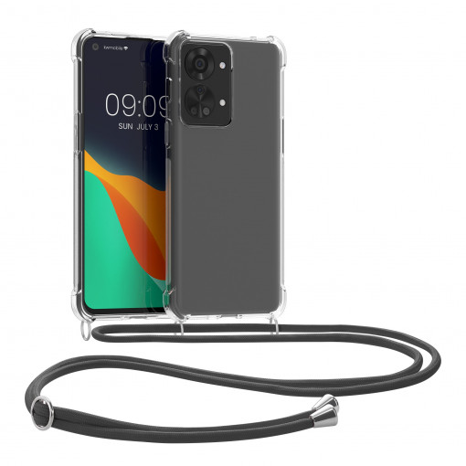 Husa Kwmobile pentru OnePlus Nord 2T, Silicon, Transparent/Gri, 58765.22