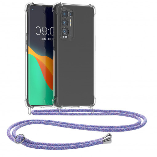 Husa Kwmobile pentru OPPO Find X3 Neo, Silicon, Transparent/Mov, 57265.108