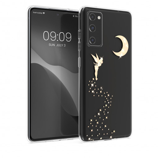 Husa Kwmobile pentru Samsung Galaxy S20 FE, Silicon, Transparent/Auriu, 53606.03