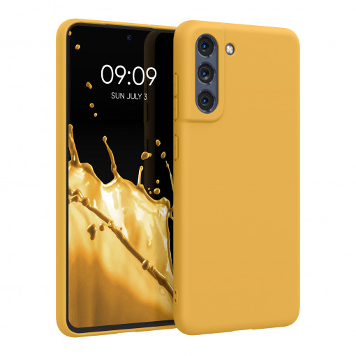 Husa Kwmobile pentru Samsung Galaxy S21 FE, Silicon, Galben, 55484.191