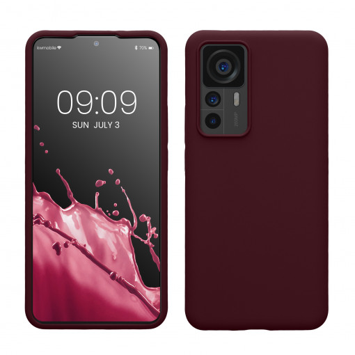 Husa kwmobile pentru Xiaomi 12T/12T Pro, Silicon, Visiniu, 60152.187