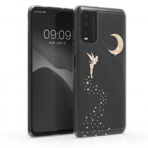 Husa Kwmobile pentru Xiaomi Redmi 9T, Silicon, Transparent/Auriu, 57085.01